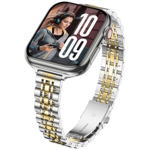 Correa de Reloj de Metal con Revestimiento PVD para <span class=keywords><strong>Apple</strong></span> <span class=keywords><strong>Watch</strong></span> Ultra 3 2 Series 11 10 9 Se 3 2 46mm 49mm, Brazalete de Acero Inoxidable Plateado - Product Image 3