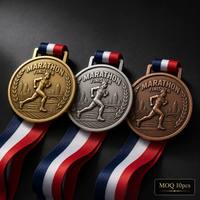 Médaille de finisseur personnalisée pour course de marathon 5K 10K, récompense sportive de course à pied, design 3D en alliage de zinc moulé sous pression, faible MOQ avec ruban 2026
