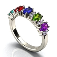 Luxe 925 Argent Placage Muti Couleur Plein CZ Cristal Bagues Cinq Pierre Banquet Cubique Zircone Anneau Femmes