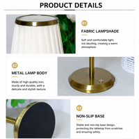 Lampe de table sans fil à LED rechargeable de luxe, style rétro classique, pour restaurant, mariage, avec abat-jour en tissu