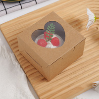 Cajas de Papel Kraft Cuadradas Desechables Personalizadas con Ventana Transparente para Empacar Pasteles, Macarons, Tartas de Huevo y Productos de Panadería
