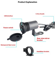 Oleyoa USB araba şarjı anahtarı 1.5A su geçirmez Scooter modifiye cep telefonu şarj cihazı 12V motosiklet için