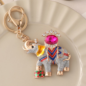 Cartoon bunte Diamant Elefant Schlüssel bund Thailand Metall Tier Tasche Schlüssel bund Anhänger
