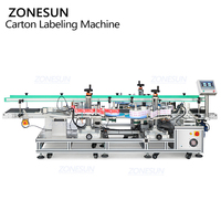 Machine d'étiquetage automatique verticale ZONESUN ZS-TB300T à trois têtes pour les côtés et les coins des surfaces planes des cartons