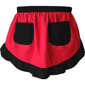 Tablier court en polyester à dentelle, lavable, réutilisable, écologique et durable, pour la cuisine, les tâches ménagères et le nettoyage domestique - Product Image 4