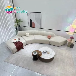 Antnoveltyitalian căn hộ hiện đại Modular phòng khách sofa đồ nội thất sáng tạo cong công nghệ vải sofa