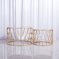 Support à gâteau de mariage moderne en métal doré avec plateau miroir, idéal pour la décoration de mariage, vente en gros B067