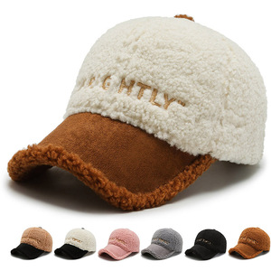 Casquettes d'hiver pour hommes, chapeau avec logo brodé, fausse fourrure personnalisée, peluche moelleuse, laine personnalisée, casquette de baseball - Product Image 1