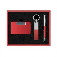 Ensemble de trois pièces de luxe pour cadeau d'affaires : porte-clés, porte-cartes de visite, stylo signature, carnet, emballage personnalisé