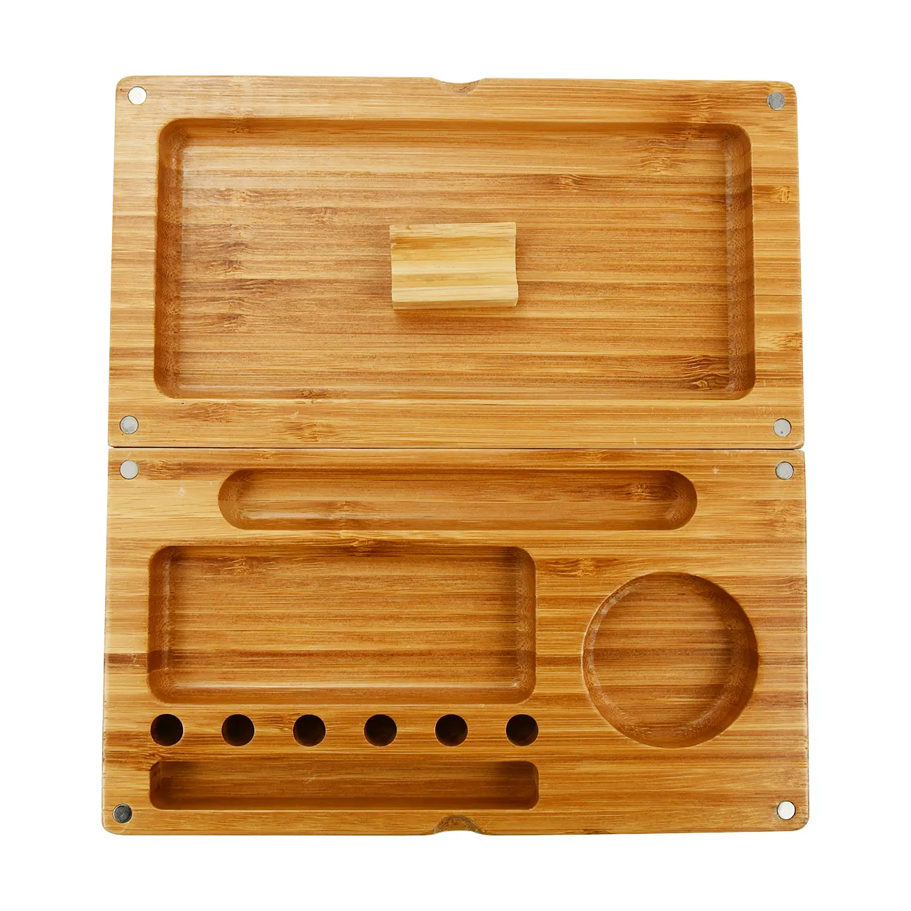 Bamboo Backflip Magnetic Cigarette Rolling Tray with Magnetic Lid for Pre Rolled Cones