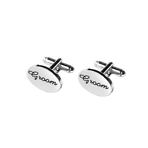 Boutons de manchette ovales en alliage de haute qualité de 20 mm avec logo personnalisé pour hommes, boutons de manchette plaqués - Product Image 4