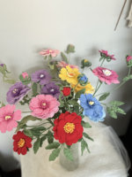 Bouquet de pivoines modernes en coton crocheté à la main, exquis, durable, fleurs tricotées de qualité supérieure, décoration festive pour la maison, les fêtes et les mariages