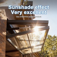Pergola SUNTO avec porte coulissante en verre, panneaux PC anti-UV, toit à lamelles imperméable, protection contre le soleil et la pluie, pour parking de voitures