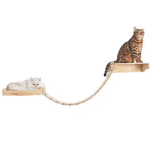 Étagères murales en bois, hamac de lit, pont d'escalade, échelle d'arbre solide, meubles muraux - Product Image 1