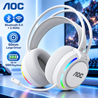 Casque de jeu sans fil OEM AOC avec micro, Bluetooth 6.0, faible latence, son surround pour PC de jeu, ordinateur portable, téléphone portable
