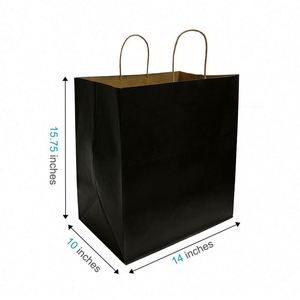 Black Kraft Paper <b>Bags</b> with Twisted Handles 14x10x15.75 Inches - Product Image 1