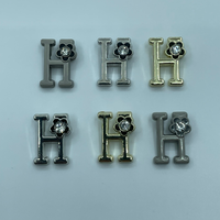 Étiquettes en alliage de zinc en forme de lettre H avec cristaux floraux, breloques métalliques personnalisées anti-corrosion pour chaussures, sous-vêtements, articles en cuir