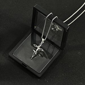 남성용 트렌디 티타늄 스틸 체인 목걸이, 십자가 펜던트, 다용도 종교적 아연 합금 스웨트셔츠-불교 스타일 주얼리 - Product Image 3