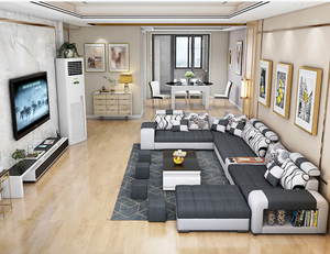 आरामदायक सस्ते कमरे में रहने वाले सोफे अनुभागीय यू आकार सोफा सेट फर्नीचर 7 सीटों वाले फैक्टरी मूल्य कपड़े के लिए सोफे - Product Image 2