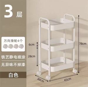 Chariot roulant à 3 niveaux avec poignée, type sur pied, pour bureau, salon, cuisine, salle de bain - pour le nettoyage, les aliments et les outils - Product Image 3