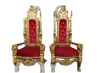 Fauteuil de mariage royal en bois massif pour marié et mariée, idéal pour banquets, hôtels et événements de luxe en Afrique – Vente en gros