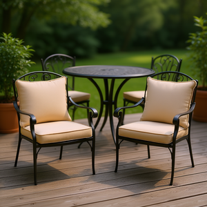 4 cojines beige para sillas de exterior, 15,7 x 15,7 x 2,8 pulgadas, almohadas cuadradas de tela Oxford, cómodas, extraíbles y lavables - Product Image 2