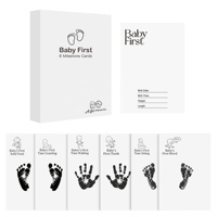 Lot de 7 cartes de jalons de développement pour bébé, kit d'empreintes de mains et de pieds, design Art Déco, souvenir de nouveau-né pour cadeau d'anniversaire