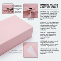 Ensemble d'emballages cosmétiques roses sur mesure avec fermeture magnétique, boîte rigide pliable et nœud en ruban