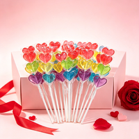 Halal hartvormige lolly's op een koord, gemengde kleuren fruit, harde lolly's, Valentijnsdag decoratie snoep, groothandel snoepgoed