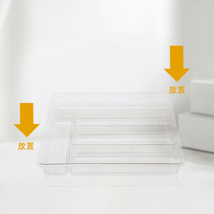 Transparent <b>Storage</b> <b>Box</b> Rectangular Space Saving <b>Drawer</b> Organizer For Kitchen Cutlery Chopsticks Knives Forks - Product Image 1