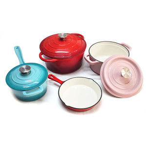 Thiết Kế Tối Giản Nhà Bếp Đúc Sắt Đồ Nấu Nướng Thiết Lập Thân Thiện Với Môi Men Tráng Không Dính Chậu Và Chảo Thịt Hầm - Product Image 2