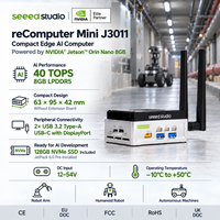 Seeed Studio ReComputer Mini J3011 NVIDIA Jetson Orin Nano 8GB 40TOPS 128GB SSD Ringkas Dengan Kipas Kit Pengembangan AI untuk Robotika