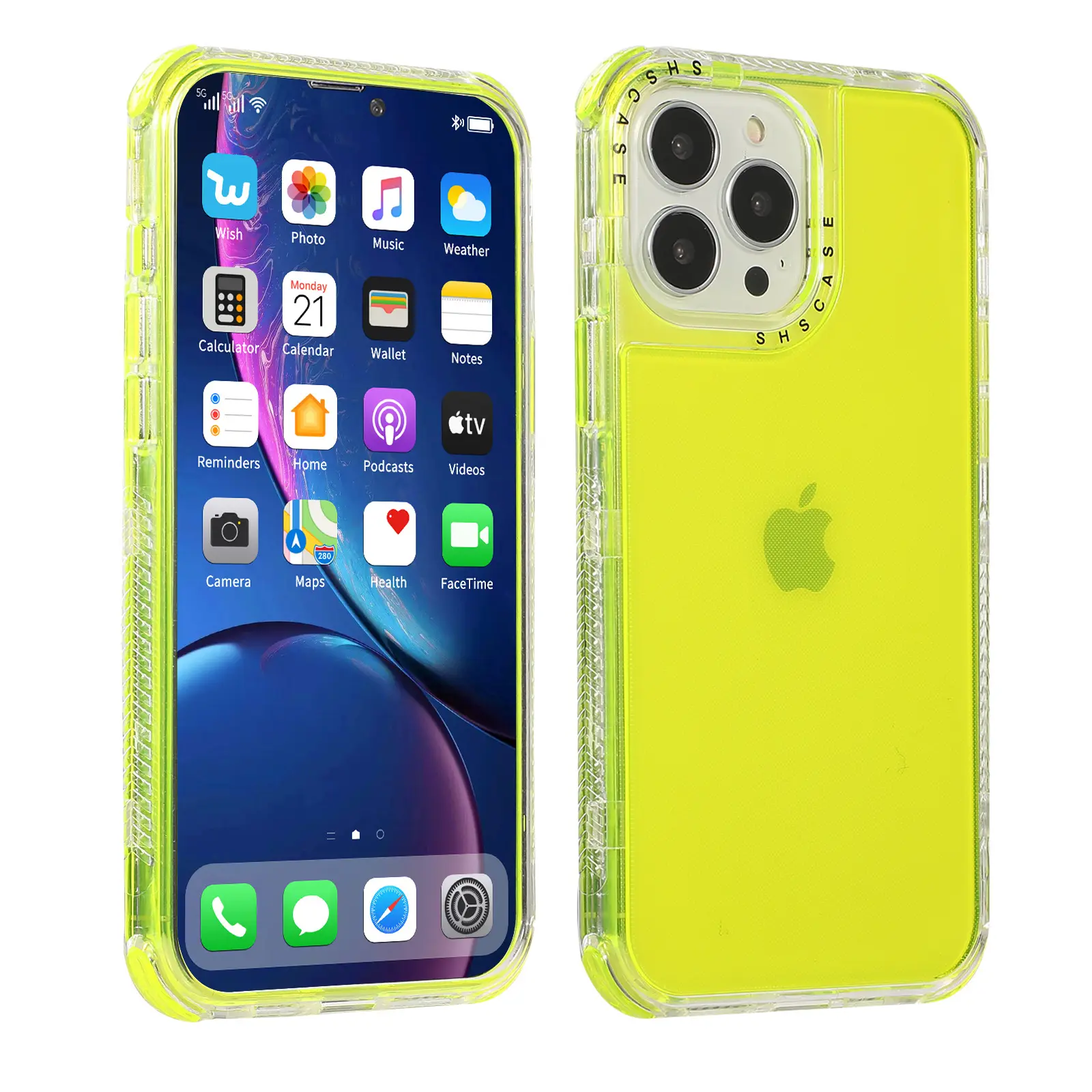 Honatop forros para celular for iphone case, 360 shockproof clear shscase 3 in 1 neon for iphone case 13 14 Pro Max 12 11 cover