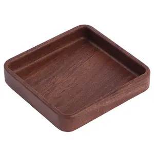 Square easy to clean walnut dishes plate with grooves are idea for fruit cookie snack