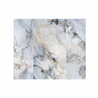 Panneau mural en PVC luxueux inspiré du marbre bleu-gris avec veinage doré, qualité supérieure, protection murale, embellissement pour villas