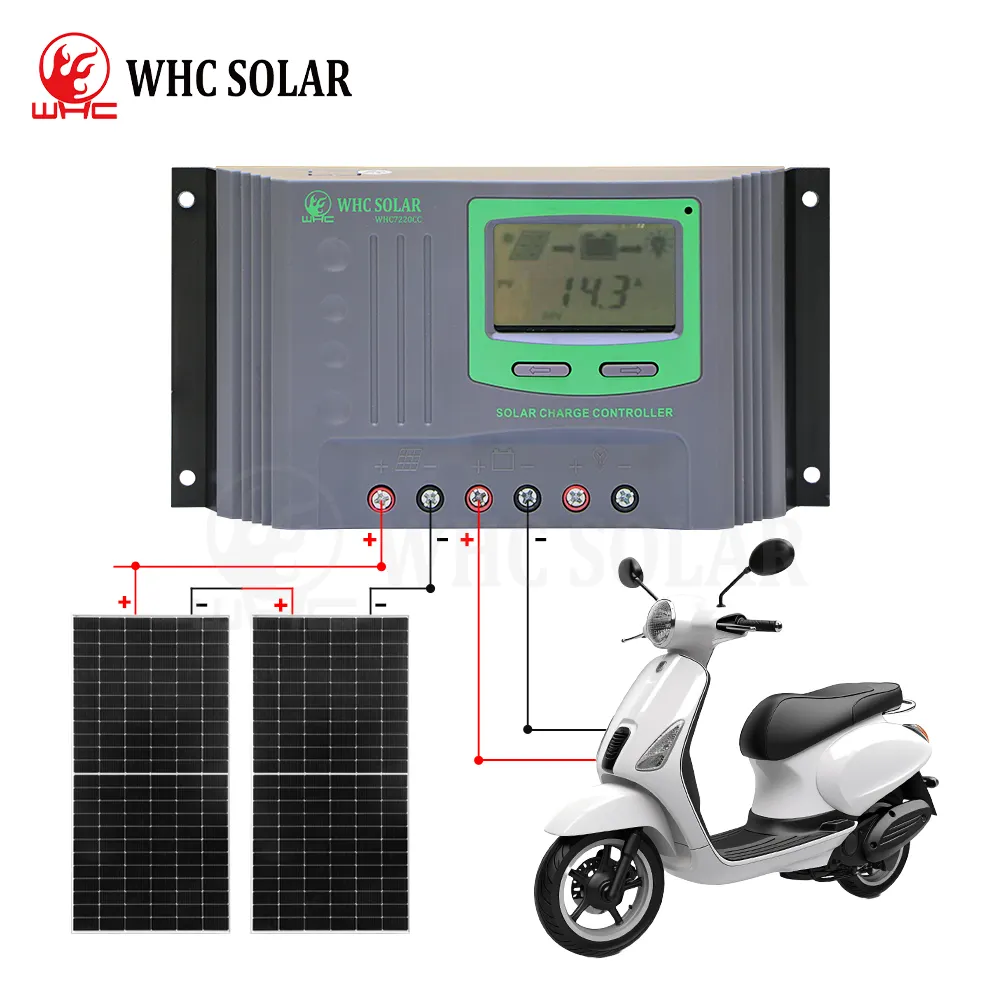 WHC 72VPWMソーラー充電器コントローラー20Aレギュレーター電気オートバイ充電用ソーラーバッテリー充電器コントローラー