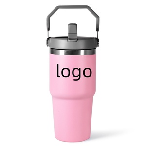 Bouteilles d'eau roses mignonnes pour enfants, gobelet isotherme de 20 oz avec logo personnalisé, gobelet pour enfants avec poignée, tasse thermos sous vide de dessin animé pour l'extérieur - Product Image 1