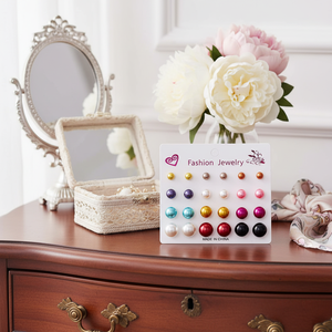 Orecchini pendenti con lampadario a foglia di moda fatti a mano in acciaio inossidabile e lega di gioielli di perle all'ingrosso - Product Image 3