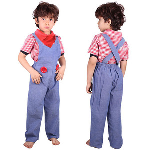 Disfraz de granjero para niños con sombrero de paja y traje de cultivo de trigo para cosplay y desfiles de moda - Product Image 5