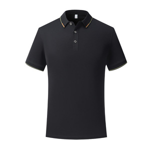 Camiseta Polo de Manga Corta, Negra, de Algodón, para Trabajo o Uso Diario, Color Sólido, GJ58-1935 - Product Image 1