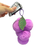 Pendentif en peluche raisin violet, porte-clés fruit réaliste, breloque de sac style Ins, accessoire de poupée boule de raisin