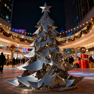 Scultura in Acciaio Inossidabile Personalizzata, Albero Astratto Gigante Sfaccettato per Decorazione di Piazze, Parchi e Aree Urbane - Product Image 6