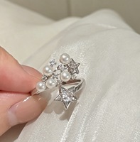 Латунное кольцо с позолотой 14K и серебряным оттенком, в форме звезды, регулируемое, с высококачественным натуральным пресноводным жемчугом, изящное женское украшение