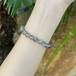 สร้อยข้อมือลูกปัดหลอดเลือดดำมังกรดำธรรมชาติขนาด8มม. เครื่องประดับจักระสำหรับเปิดใช้งานที่คอเพื่อเสริมความแข็งแรงภายใน - Product Image 4