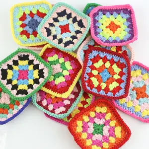 Apliques de ganchillo hechos a mano con motivo de girasol, accesorios de decoración de ganchillo cuadrado de abuelita para ropa, bolsa de ropa, posavasos de ganchillo