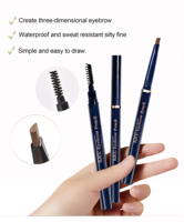 Crayon à sourcils étanche 2 en 1 naturel 3D pour le maquillage des yeux, résistant à la sueur et à double tête, marque privée, avec pinceau
