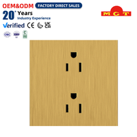 Prise murale américaine double 2P+E sur mesure, fabrication OEM, 15A 127V, finition brossée or