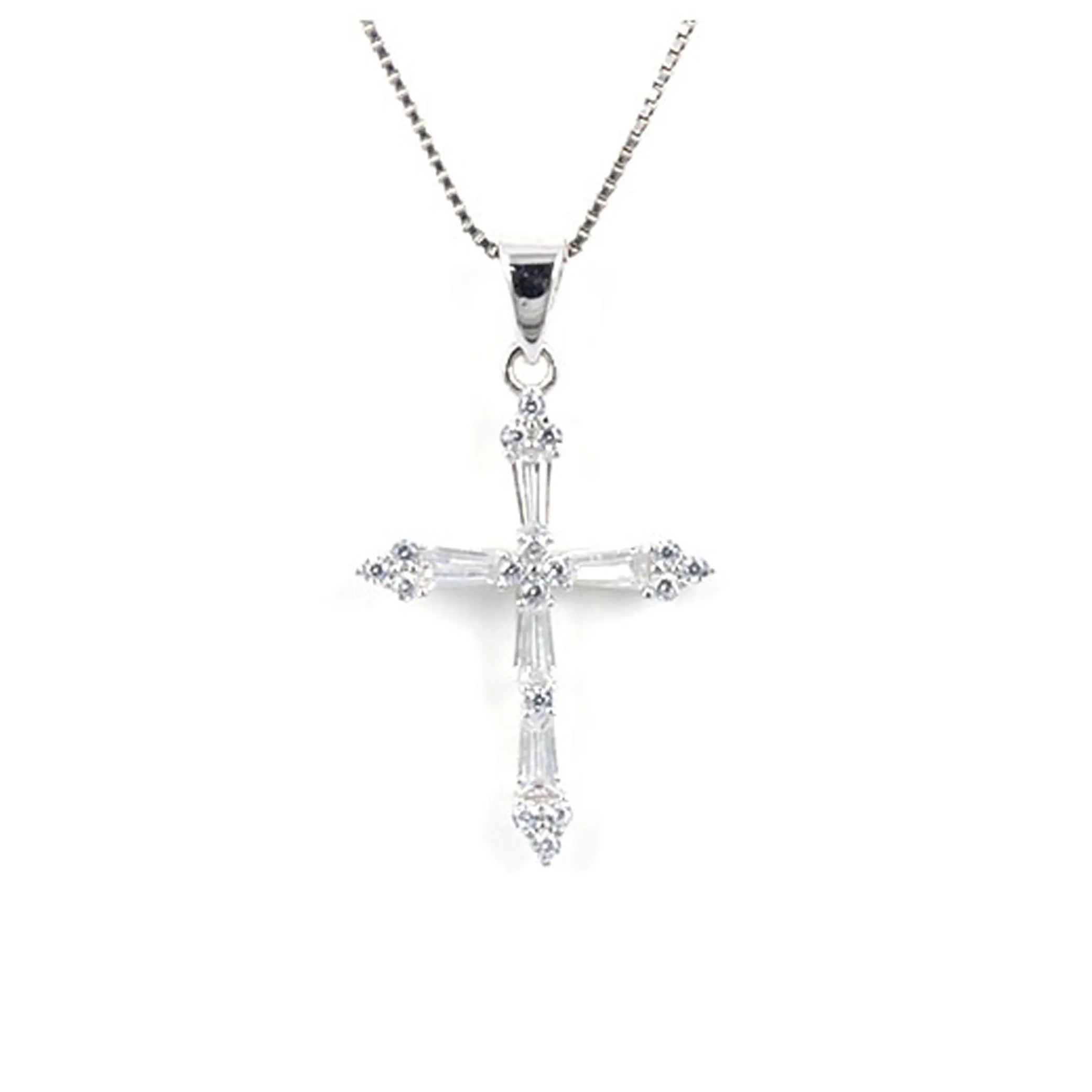 ACME 2022 Fashion trendy Brass custom jewelry Rhodium Plated Cubic Zirconia Cross necklace Pendant for Women