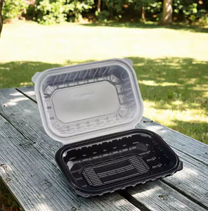 9*10inch 1 Compartment ECO-friendly Disposable Black and Clear Lunch <strong>Box</strong> Environmental Takeout Food Container 150pcs/carton - Product Image 6