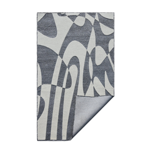 Alfombra Moderna Abstracta Rectangular Gris de Lana Acrílica Jacquard de Pelo Plano Reversible para Sala de Estar - Product Image 6